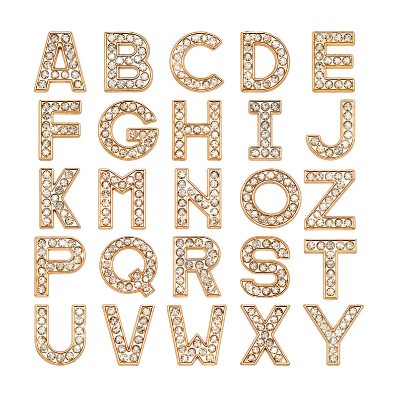 1 Stück Buchstaben Luxus Schuh Charms Alphabet Schuh Dekorationen Pins für Sandalen Frauen Mädchen Geschenke Bling Zubehör – Detail 15
