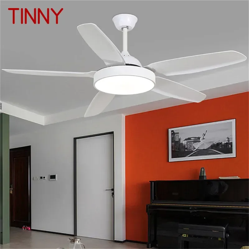 TINNY Modern Fan Light Luxury Living Room Restaurant Bedroom Study LED Ceiling Fan Light Remote Electric Fan Light