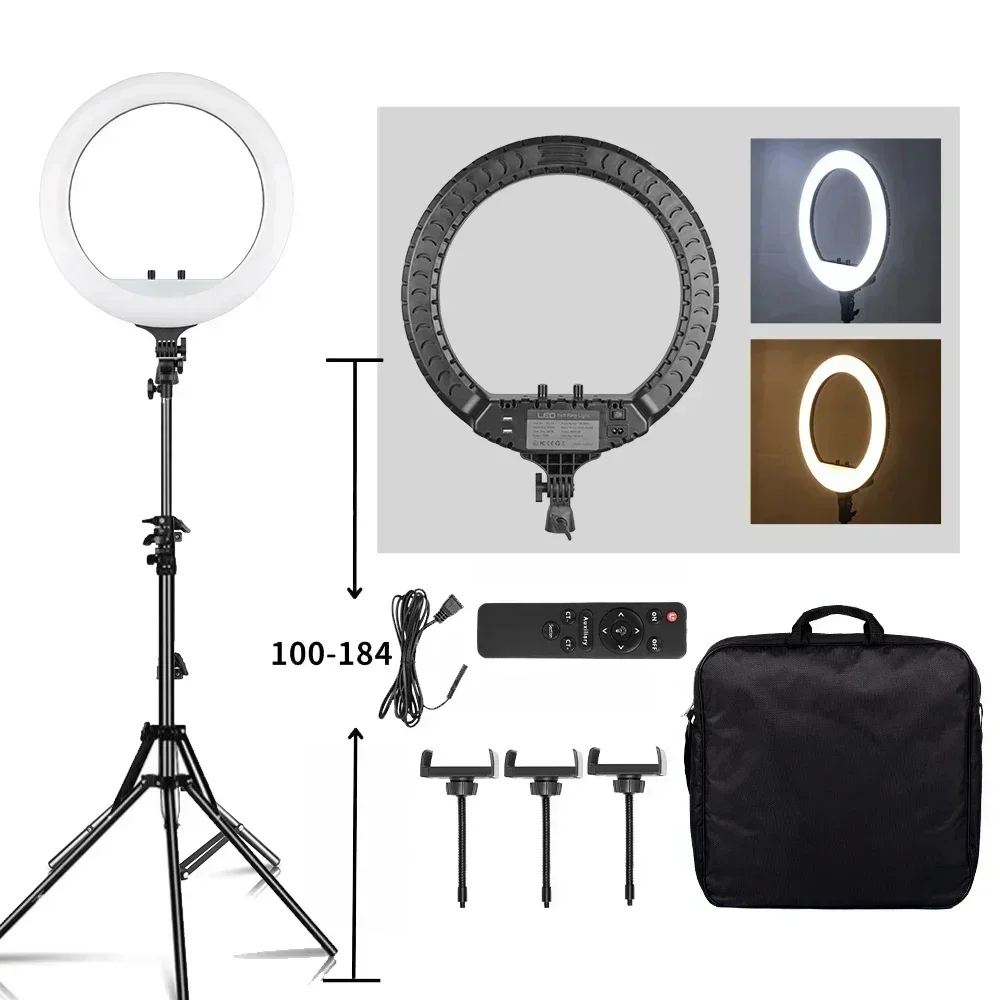 SH 18 Zoll Ringlicht LED Selfie-Videolampe mit Stativ und Handyhalterung für YouTube Live-Beleuchtung, Fotografie und Fotostudio