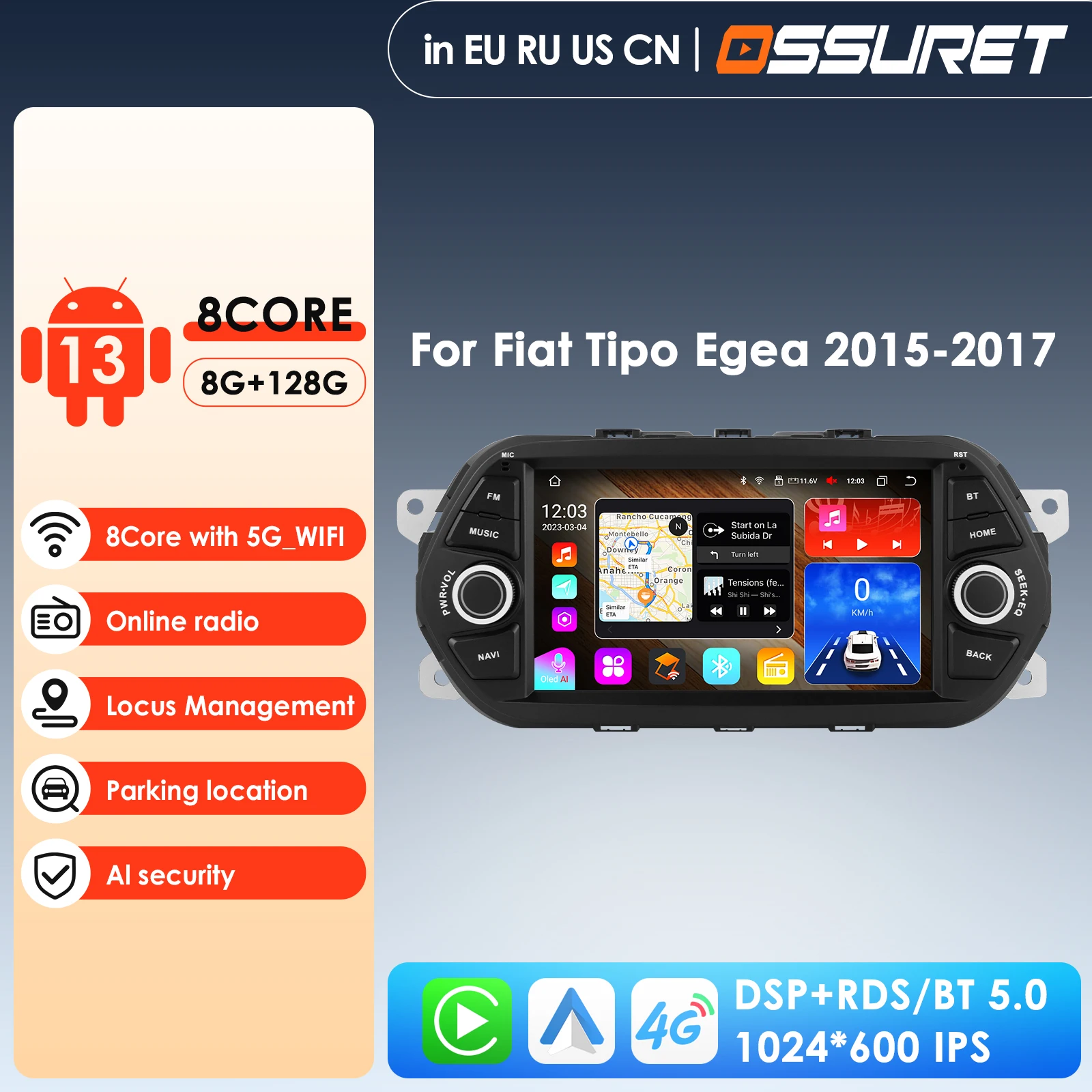 

7'' 7862 Intelligent Screen 2din Android Car Radio Multimedia Video Player for Fiat Tipo Egea 2015 2016 2017 GPS Carplay 4G RDS