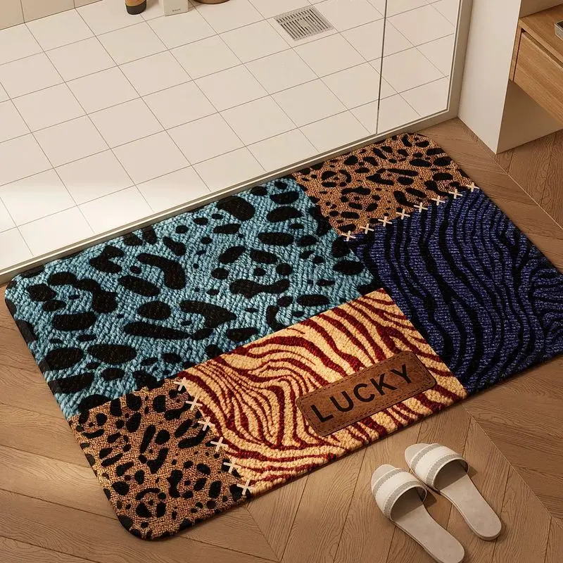 VIKAMA Brown Plaid Sausage Dog Beret Bath Rug Skid Resistant Absorbent Floor Mat Soft Carpet Room Decor Toilet Accent Durable