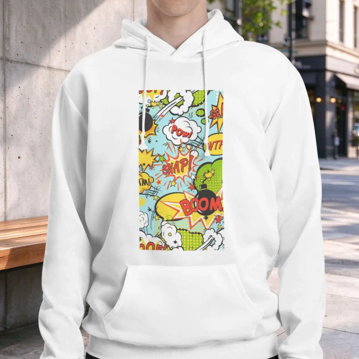 American Pop Comics Explosion Sticker Hoodies Men's Women Casual Pullover Sweatshirt Hip Hop Long Sleeve Hooded Autumn Winter