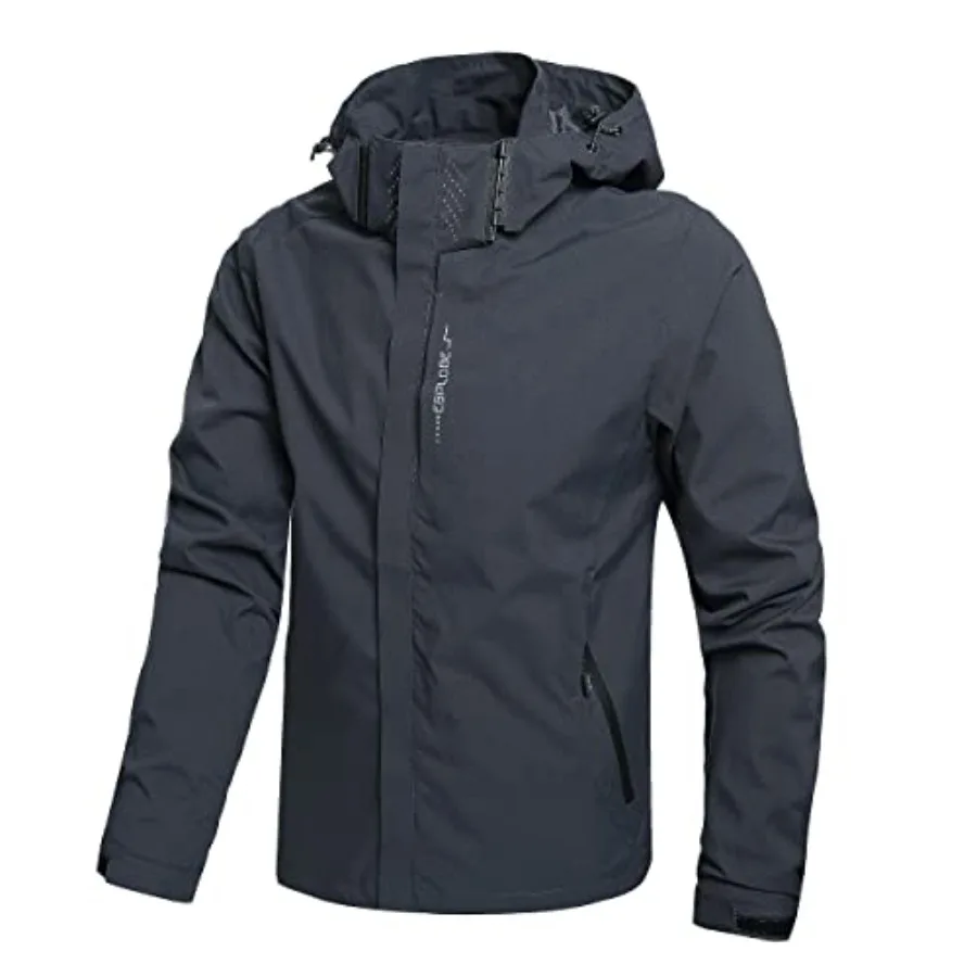 

Men's Lightweight Waterproof Rain Jacket, Shell Hooded Outdoor Raincoat Hiking Windbreake jacket