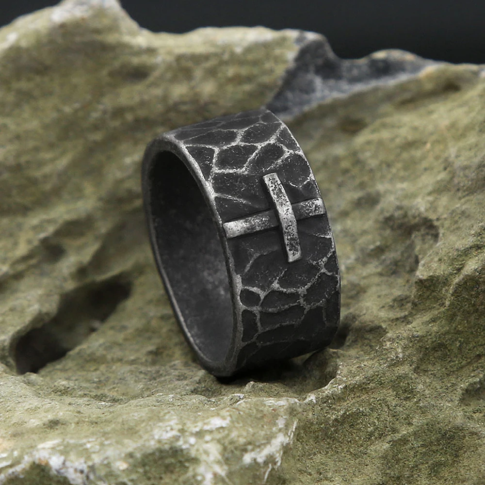 Vintage Unique Stainless Steel Cross Rings For Man Women Punk Hip Hop Fashion Simple Biker Ring Amulet Jewelry Gift Dropshipping