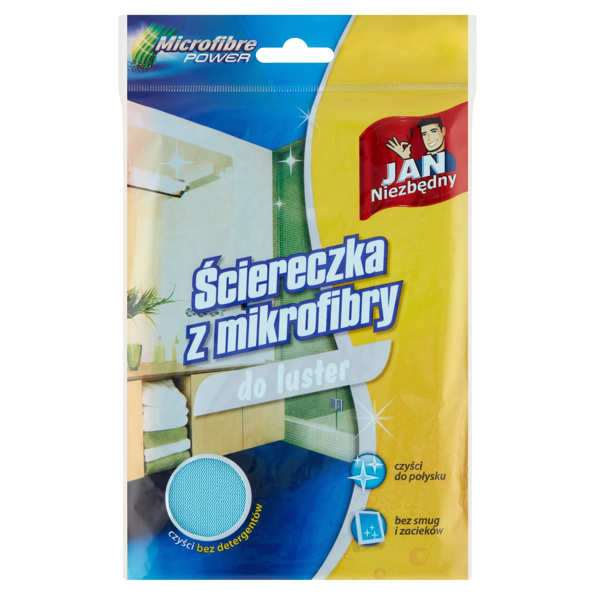 Jan Essential Microvezeldoek voor spiegels 30x30 cm zonder strepen 1 st.