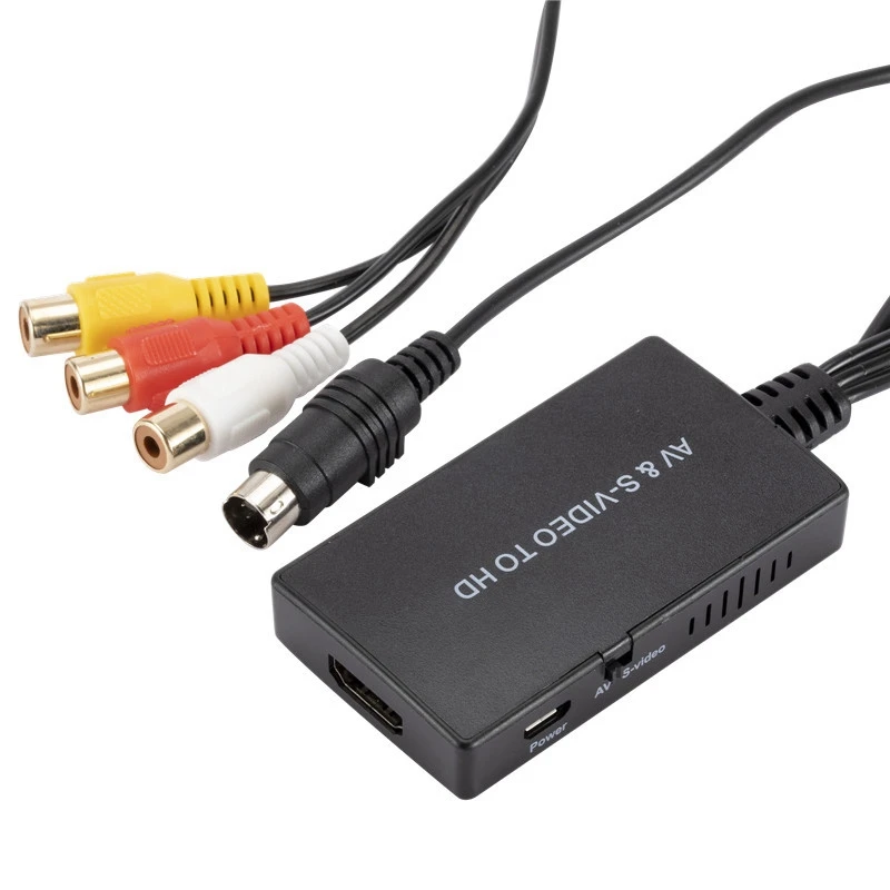 SVideo to HDMI Converter S-Video and 3RCA CVBS Composite to Audio Video Converter Support 1080P 720P