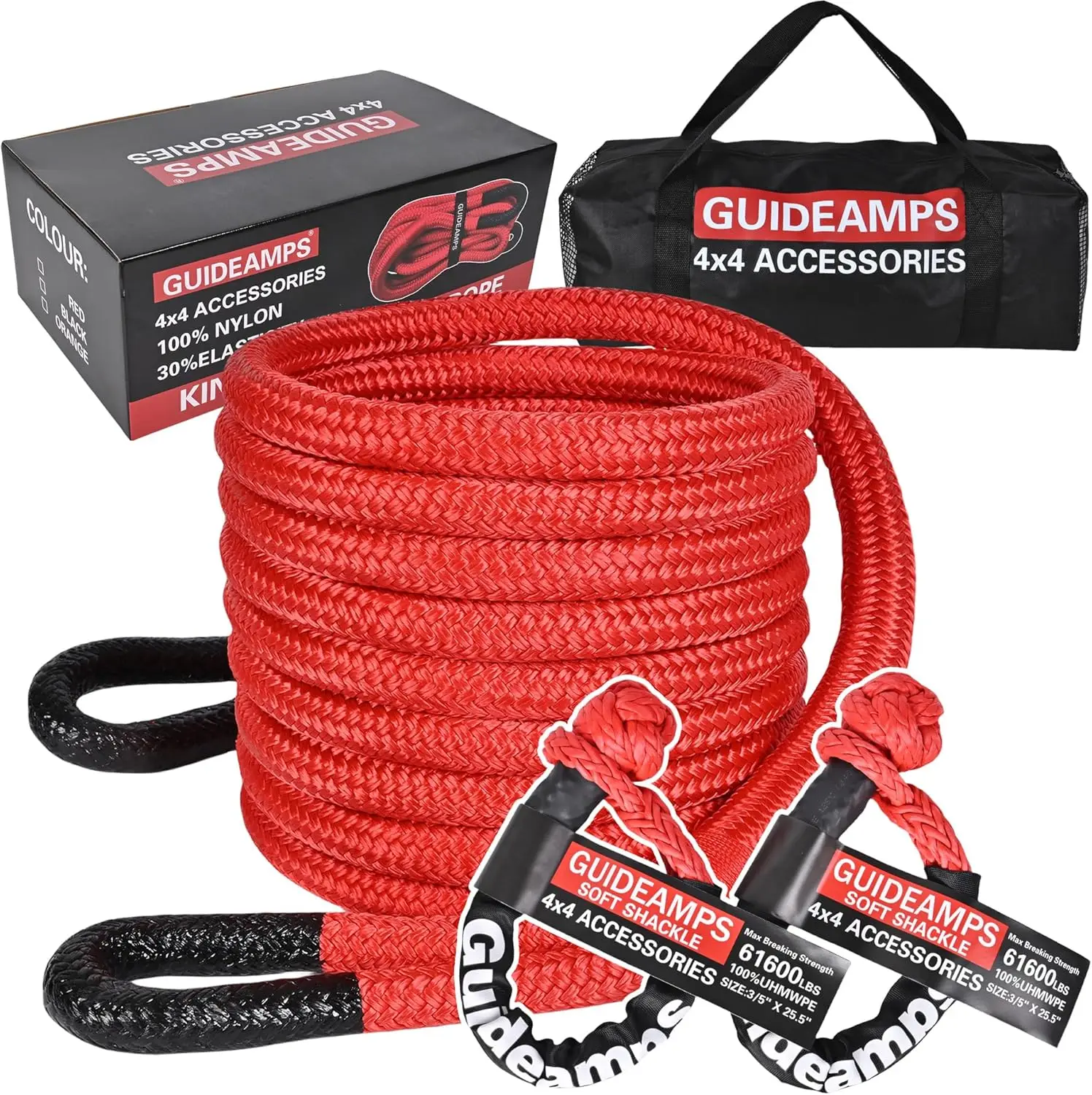 

Сверхмощный буксирный трос 1 x 30 футов, красный — грузоподъемность 48 000 фунтов, эластичность 30% для грузовиков, UTV, восстановления внедорожников Jeep