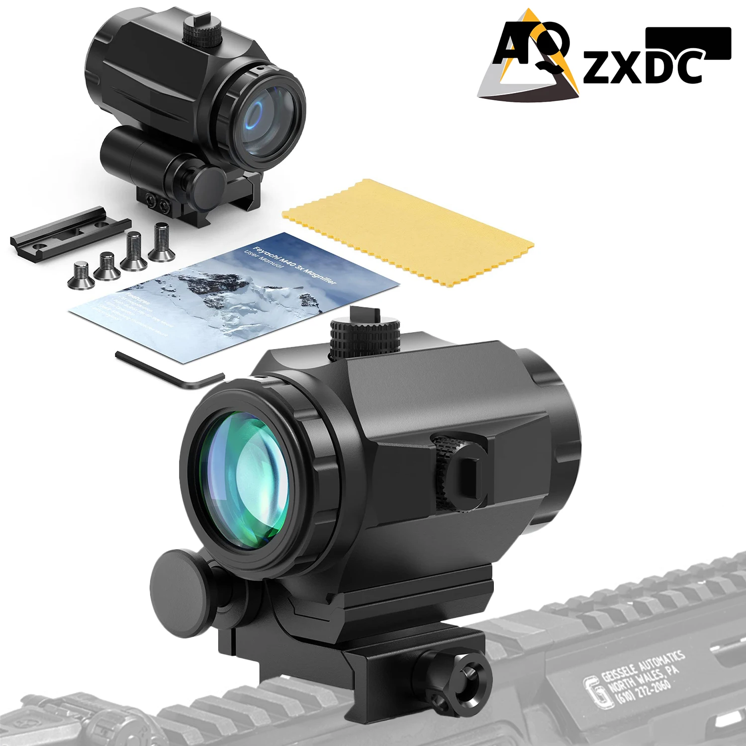 

3X Red Dot Magnifier Sight with Flip to Side, Focus Adjustment Rifle Scope, Windage & Elevation Adjustable, 37/40MM Height