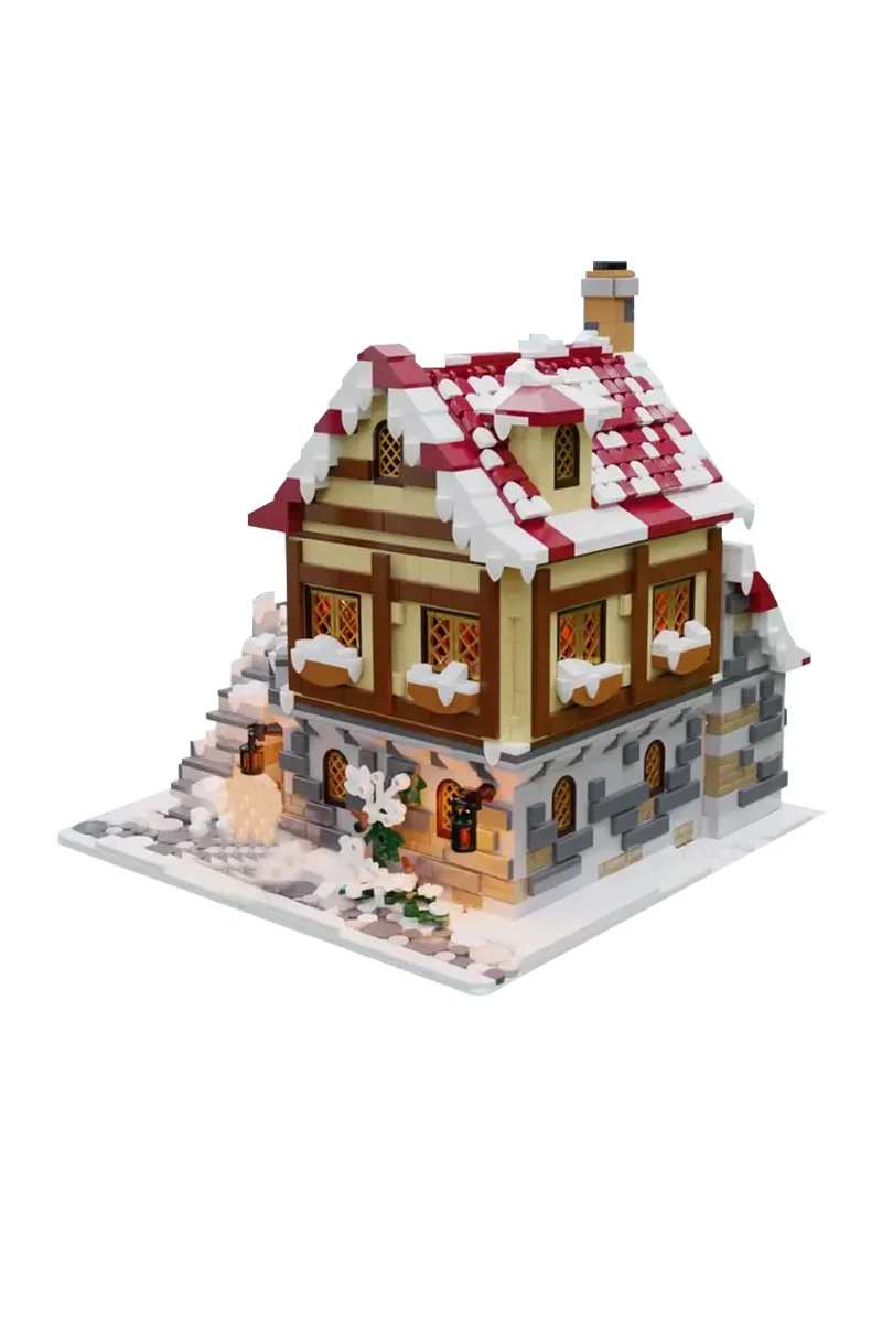 Gobricks MOC 2465 PCS Die Taverne unter dem Schnee Bausteine Modell mittelalterliche Winter Taverne Architektur Ziegel Spielzeug Kinder Geschenke