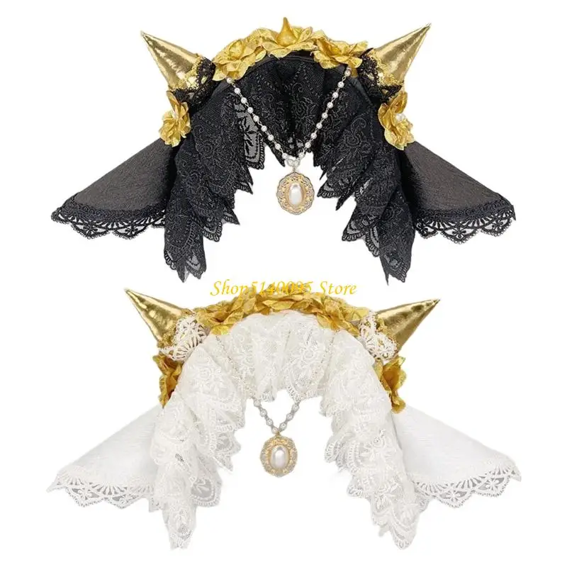 

DXAE панк-рог, кружевная повязка для волос для косплея, Хэллоуина, рождественской вечеринки, наряд для взрослых женщин, модный