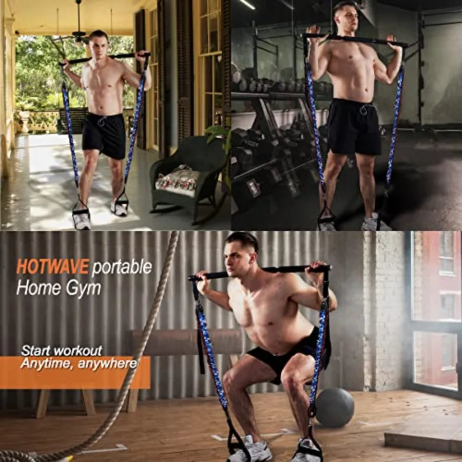 Widerstandsbänder für tragbares Fitnessstudio, Push-Up-Board und Pilates-Bar-Ersatz-Backup-Übungsband. Sicherheitsstoffbezug, Squat Worko