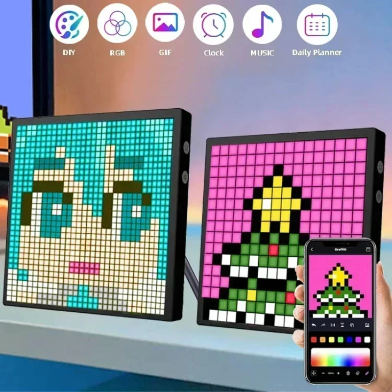 

Pixel Screen LED Ambient Light Can DIY Text Pattern APP Control Living Room Bedroom Desktop Atmosphere Decoration Game Room