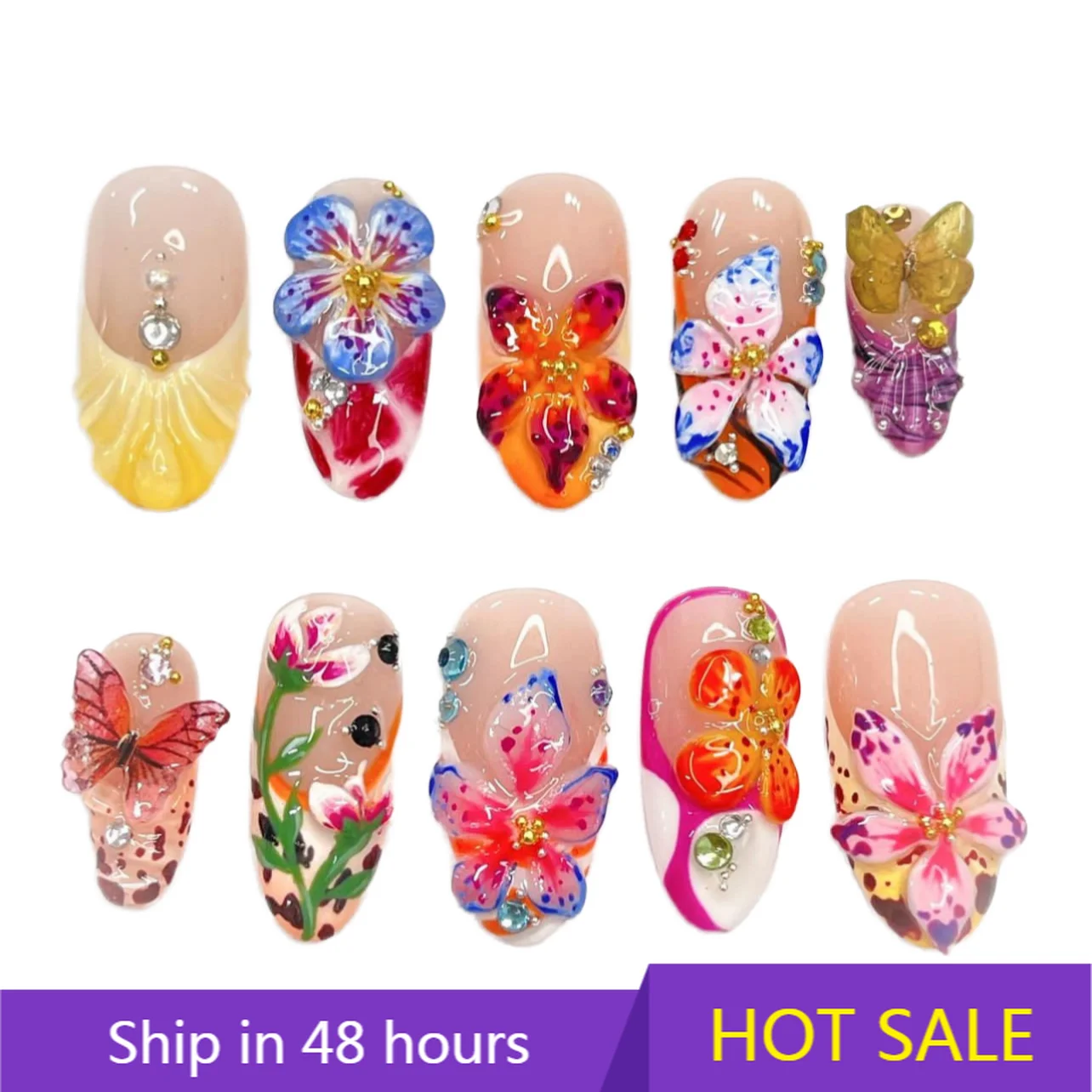 

YTYIN High Quality Private Costume Design Fake Nails Safe and Reliable Full Cover for Fingers Reusable & Salon-Quality Sweet and