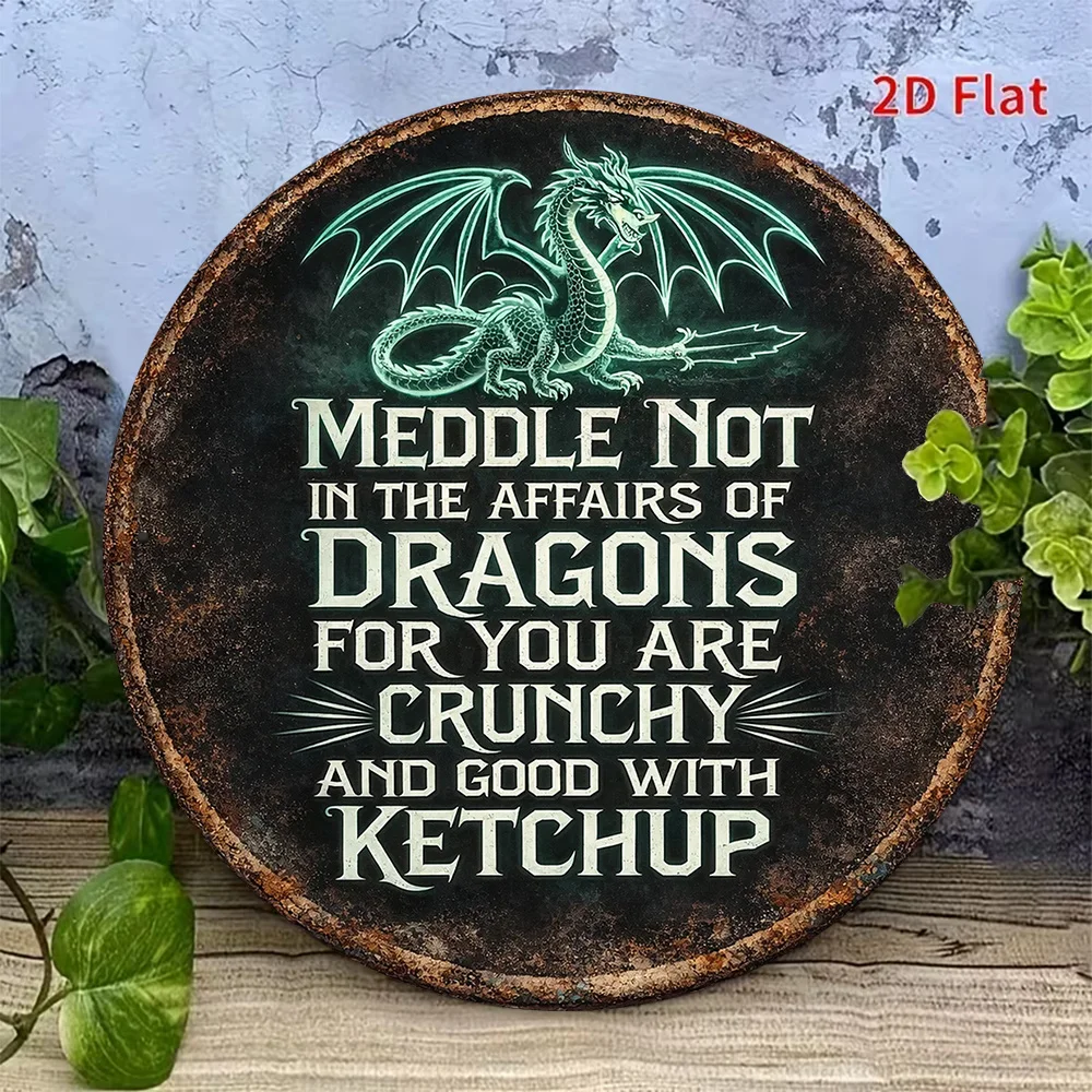 Vintage Funny Dragon Quote Aluminum Wall Art 8 Inch Waterproof Durable Decor For Living Room Bedroom Office Game Room Bar