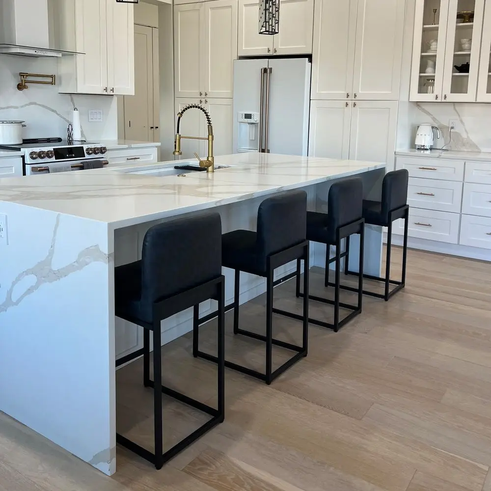 

Bar Stools Set of 4 Counter Height Chairs Faux Leather Barstools 24 inch Bar Stool, Kitchen Stool with Back