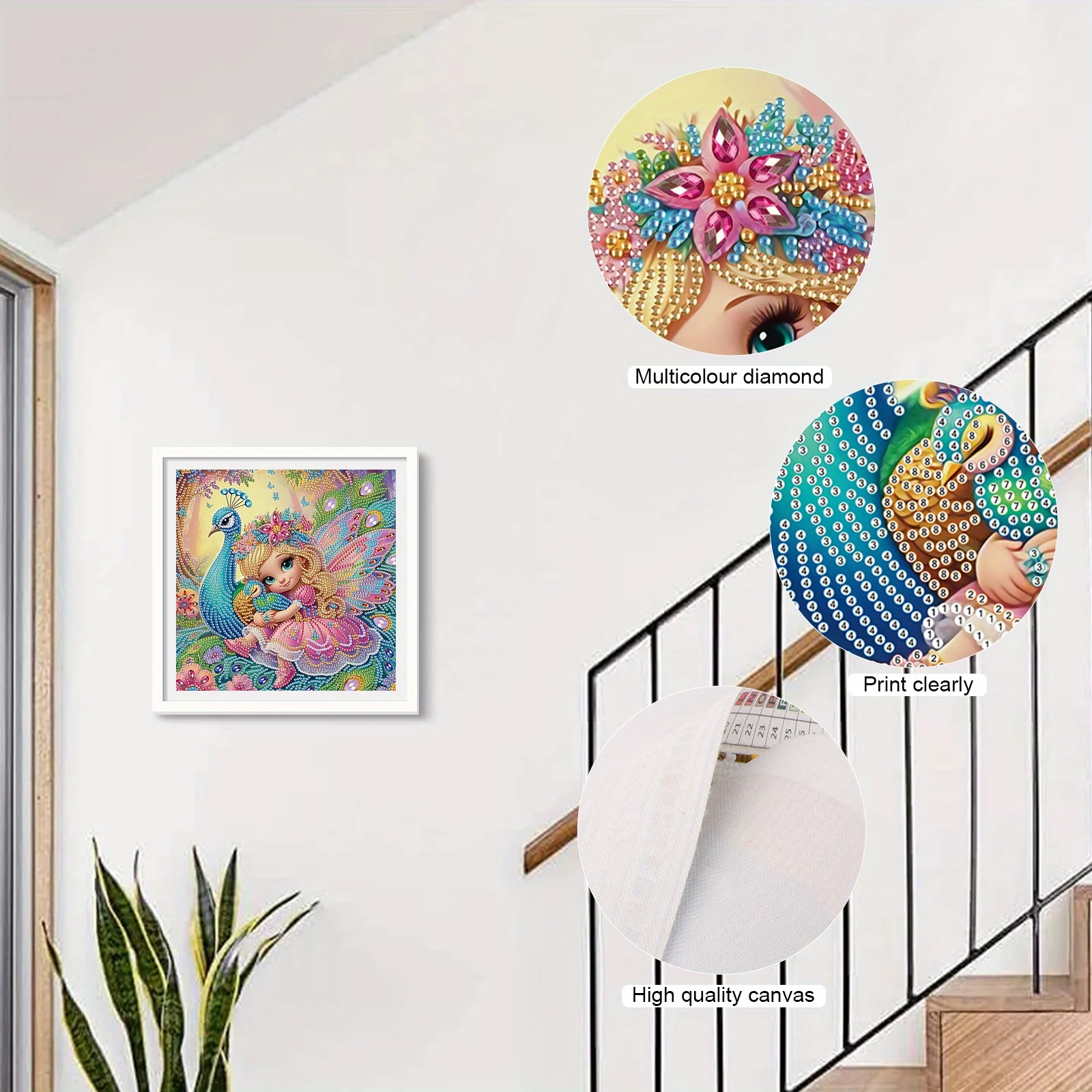 DIY Girl and Peacock 5D Special Shape Diamond Art Kits for Beginners,Diamond Art Painting Kits for Home Wall Decoration Gift