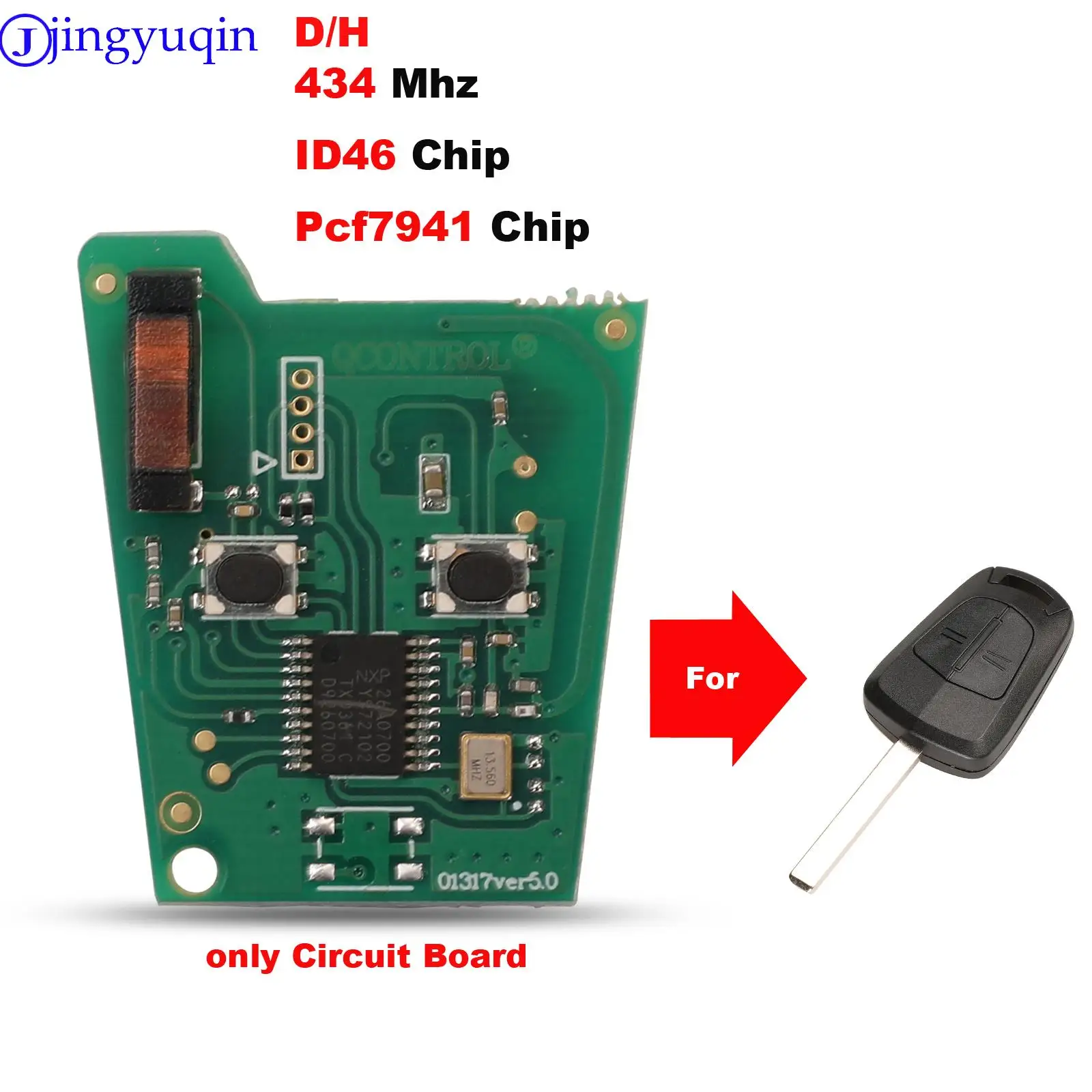 jingyuqin 434MHZ ID46/pcf7941 Chip zdalny kluczyk samochodowy do Opel Vauxhall D 2007-2012 Meriva B 2010-2013 Astra H 2004-2009 Zafira B