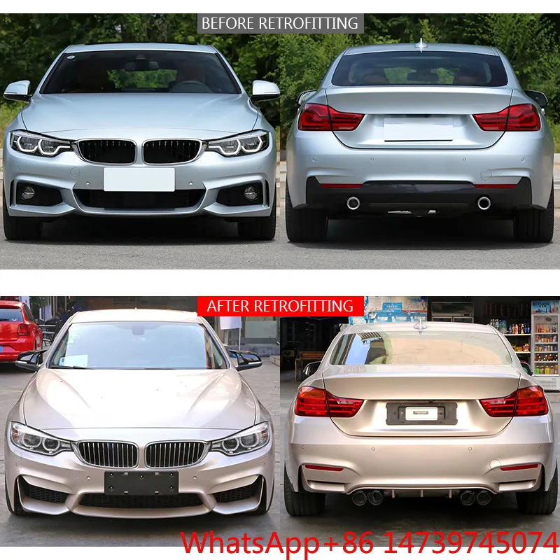 2012-2018 4 Series F36 M4 Style Body Kit Front Rear Bumper Fender With Fog Light Exterior PartsCar Parts Body Kit