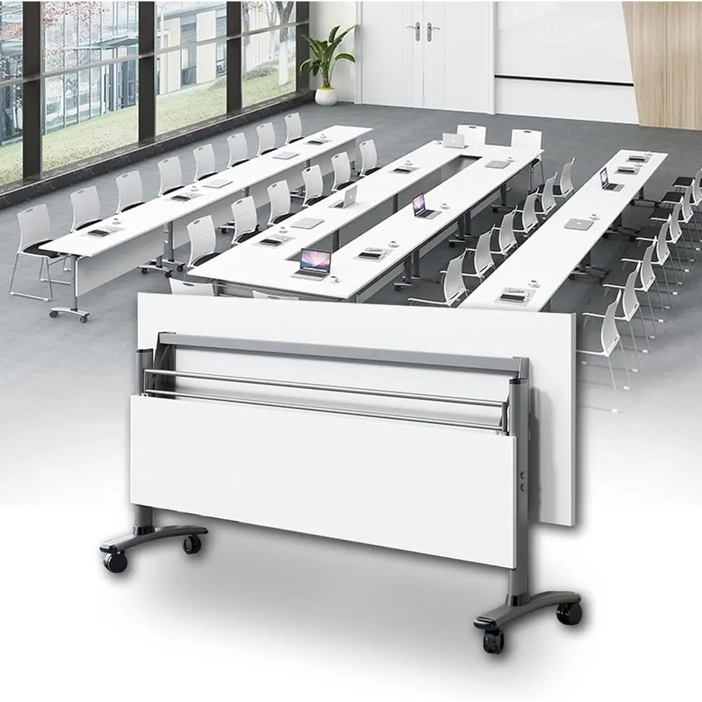 

Регулируемый по высоте учебный стол с бортиком и поворотными колесиками, идеально подходит для офиса, конференций и образовательных учреждений