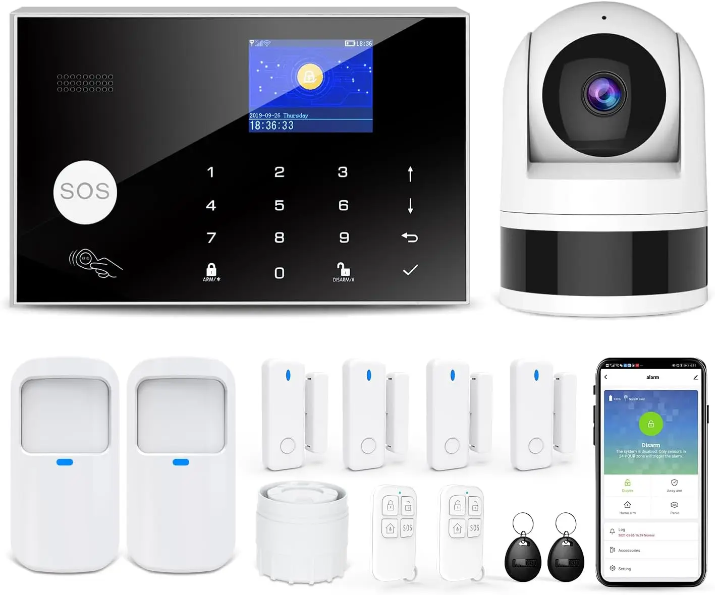 

Tugard WiFi GSM Home Alarm System Kit with Camera, APP & Remote Control, Door Window Sensor for Home Security