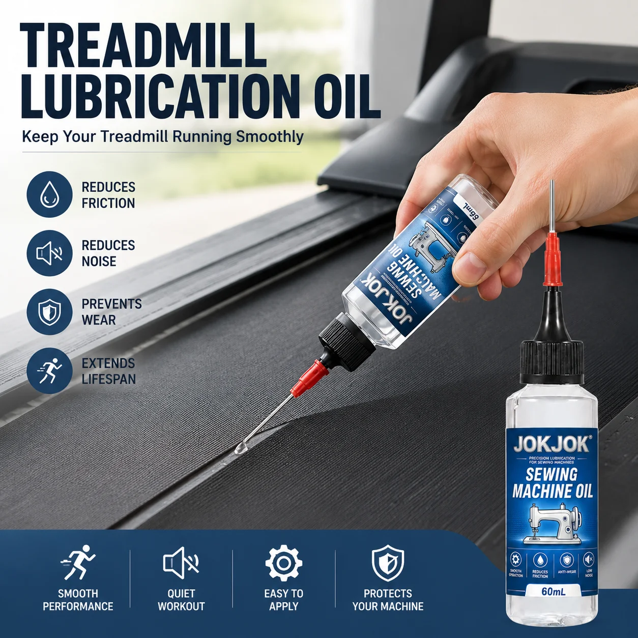 JOKJOK Treadmill Oil Precision Applicator For Running Belt Maintenance Low Noise Anti Wear Lubricant For Home Gym Equipment 60ML image 5