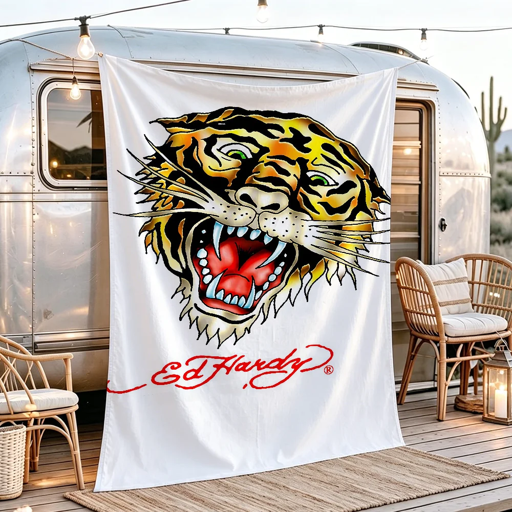 Fashion Print E-Ed H-Hardy Flag Tapestry Outdoor Party Bedroom Living Room Dormitory Decorative Themed Wall Hanging Banner Gift