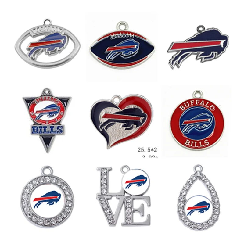 Customizable 20pcs/lot Football Rugby Buffalo City Sport Dangle Charms Pendant For DIY Bracelet Necklace Earring Jewelry Making