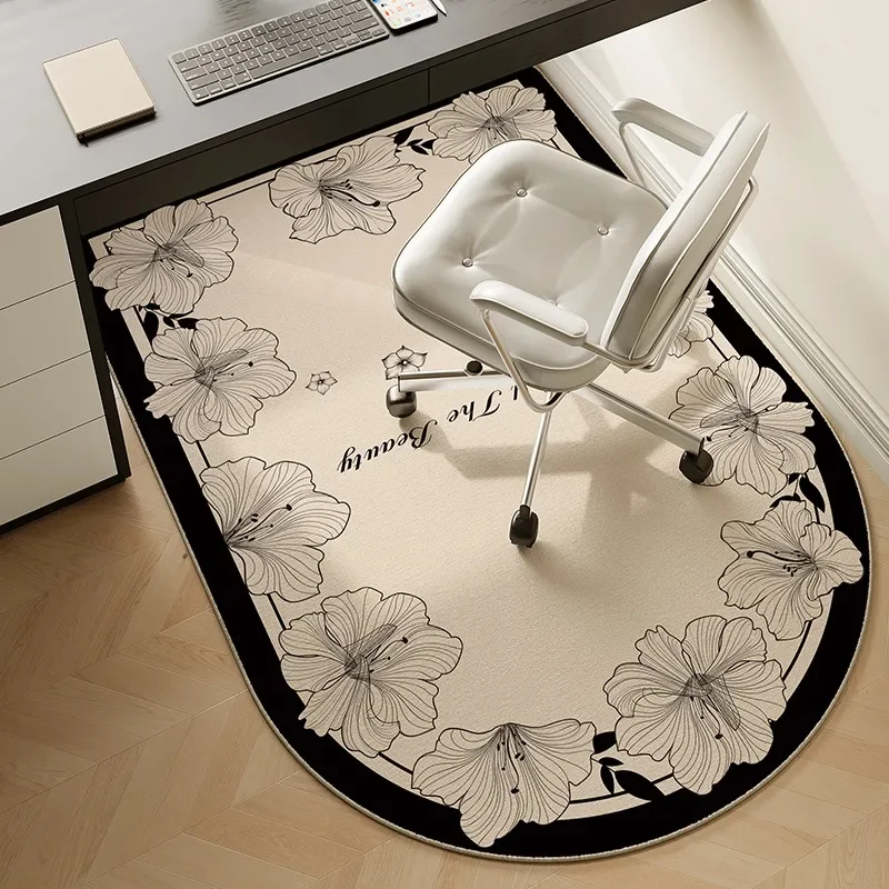 Retro Non-Slip Study Carpet, Desk Floor Mat, Office Chair, Home Decoration Rug, Bedroom, Living Room, Table Carpets, Plant