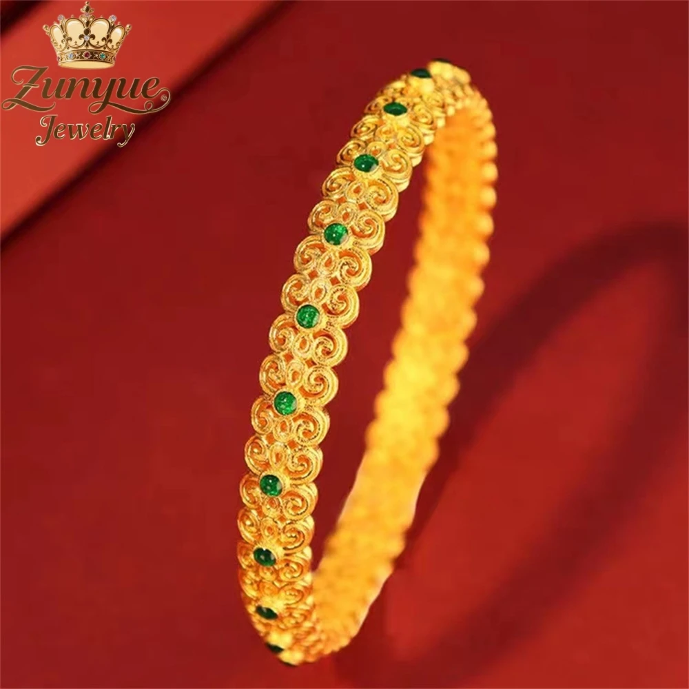 

Sand Gold Enamel Hollowed-Out Pattern Bracelet Luxury Quality Jewelry Handicraft Fashion Jewelry Exquisite Elegant Popular Charm