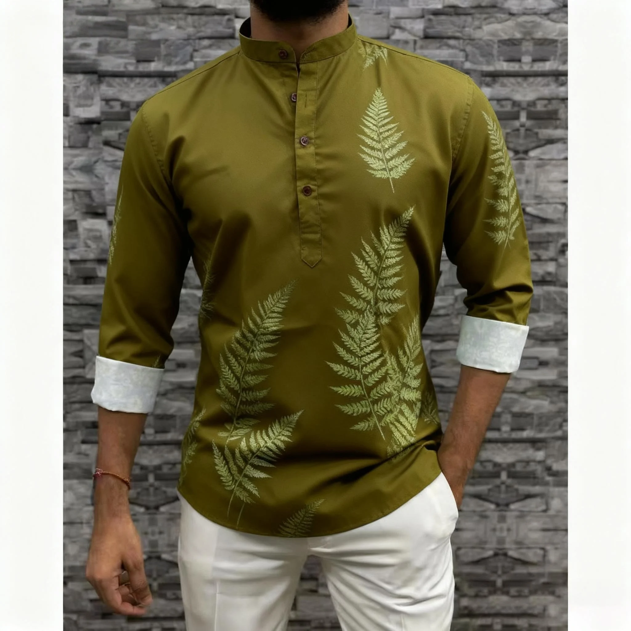 ملابس رجالية مسلمة طباعة عرقية ملابس زفاف على الطراز الوطني قمصان كلاسيكية بأكمام طويلة تقليدية Vetements Homme Musulman #2