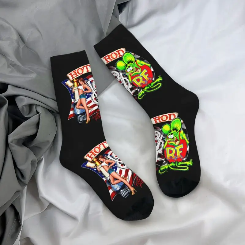 Kawaii Amerikaanse Hot Rod Sokken Mannen Vrouwen Warm 3d Afdrukken Rat Fink Basketbal Sportsokken