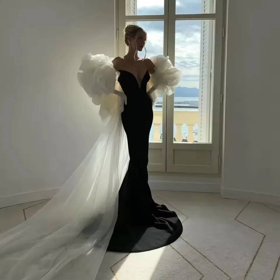 Bellissimo con mantello a fiori fatto a mano 2 pezzi Abiti da festa formali modesti Abiti lunghi da donna a sirena elasticizzati