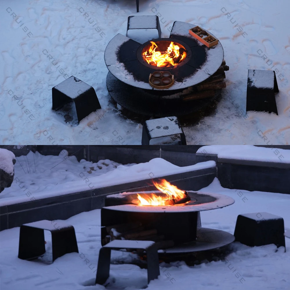 BBQ Fire Resistance Backyard Wood/Gas/Atomization/Electronic/Alcohol Stove Core Custom 1200mm Freestanding Fire Pit