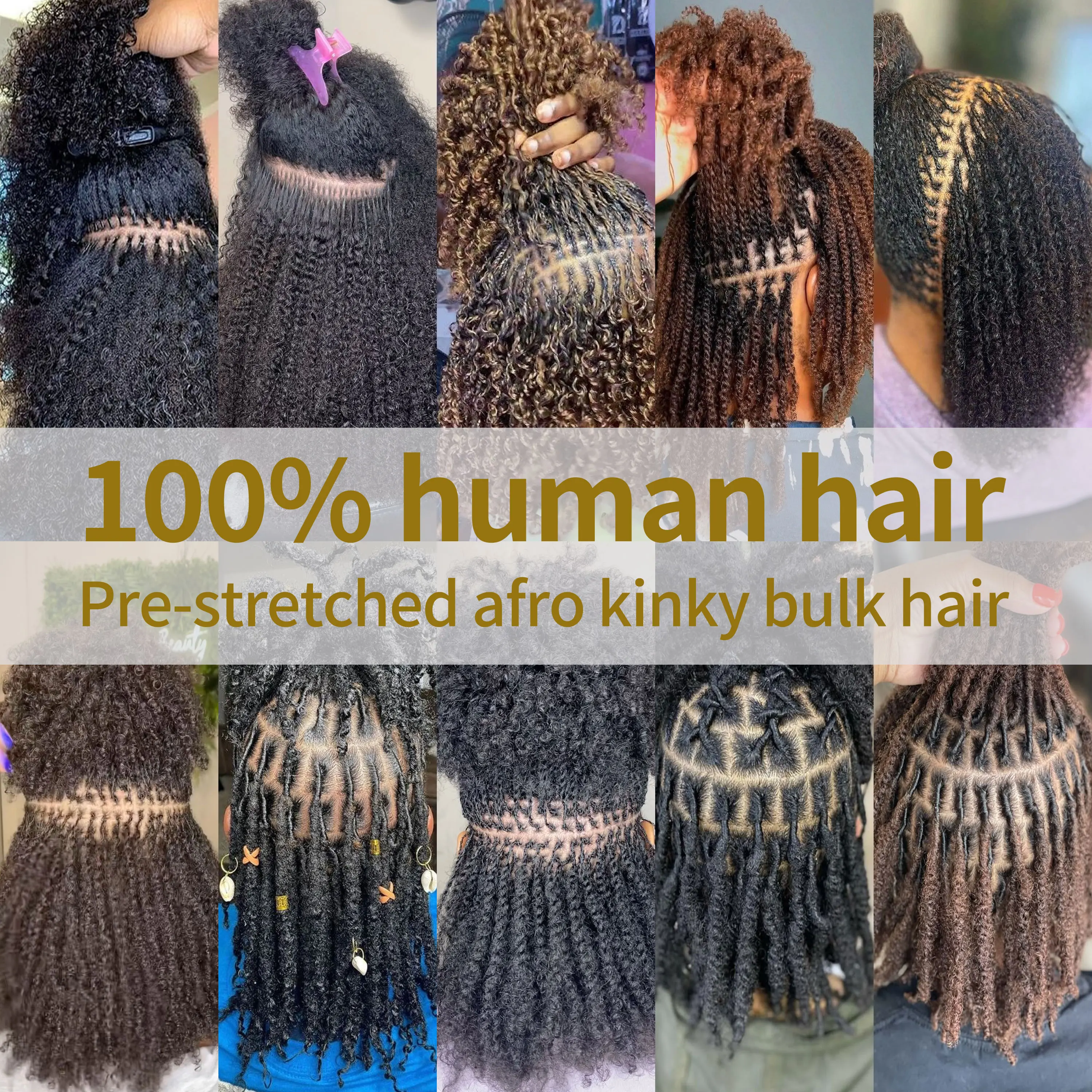 Wholesale Virgin Hair Afro Kinky 100% Human Hair Pre-Stretched Braiding Hair Bulk Remy Braiding for Natural DreadLocks