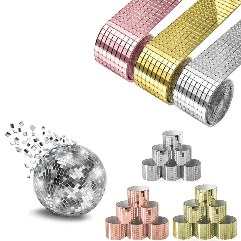 Leeseph Selbstklebende Mosaikfliesen - 5x5mm Disco-Fliesen, Quadratische Spiegelmosaikfliesen für Innendekoration, DIY-Kunstcollage