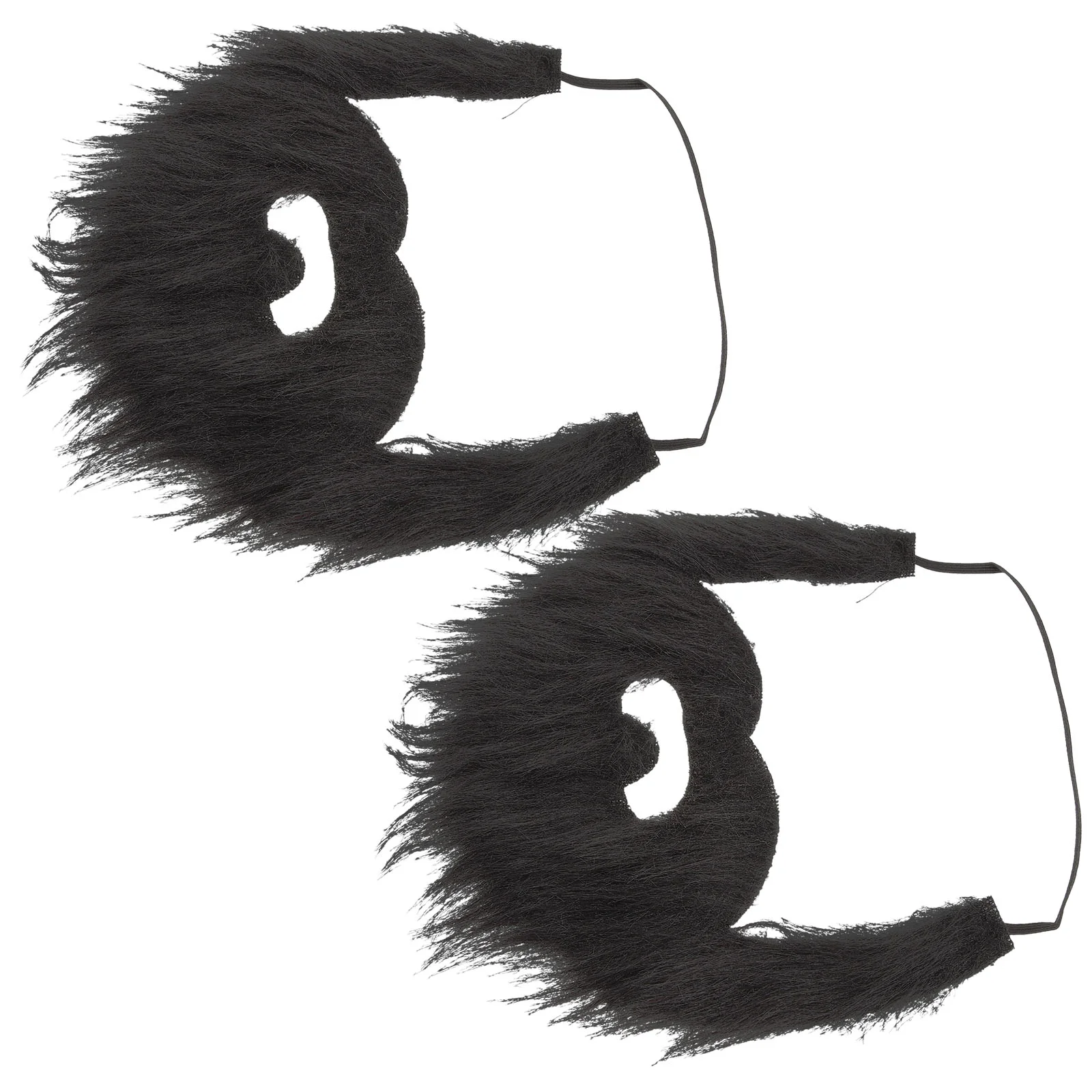 2 Pcs Fake Beard Carnival Prop Cosplay Supply Props Decorative Mustache Flannel