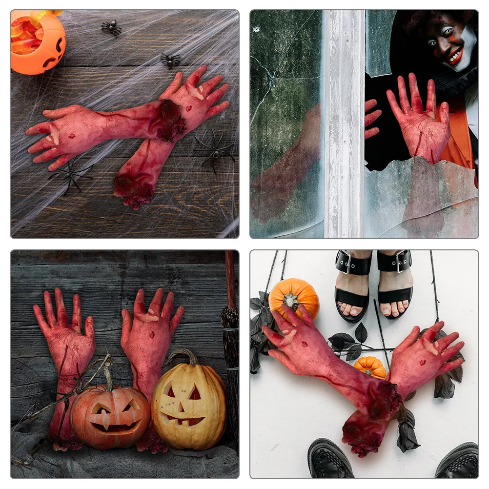 

Scary Halloween Decor Blood Horror Broken Hand Latex Prosthetic Finger Brain Heart Fake Limb Haunted House Party Decoration Set