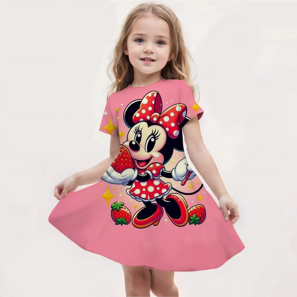 

Girls Summer Short Sleeve Bodycon Dress Disney Mickey Mouse Mickey Print Sweet Girl Dress Princess Dress Kawaii Casual Style