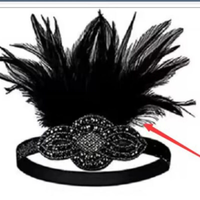 1920s Headband Costume Props Charleston costume accessories Nude Flapper Headpiece Great Gatsby feather beaded headband Chain