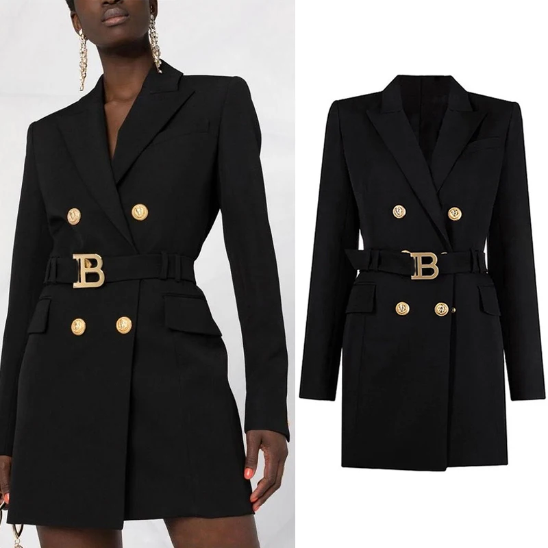 S-3XL New Spring And Autumn High Quality Fashion Slim Belt Long Sleeve Temperament Commuter Dress Professional Women\'s Blazer