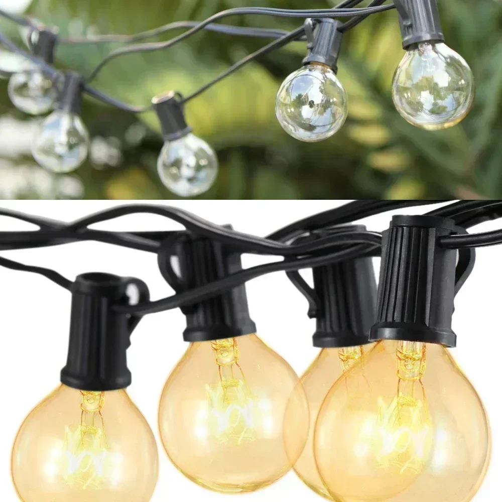 25PCS LED String Lights Christmas Decoration Light Bulb Waterproof Patio Lamp Holiday Garland For Outdoor Garden Backyard Decor