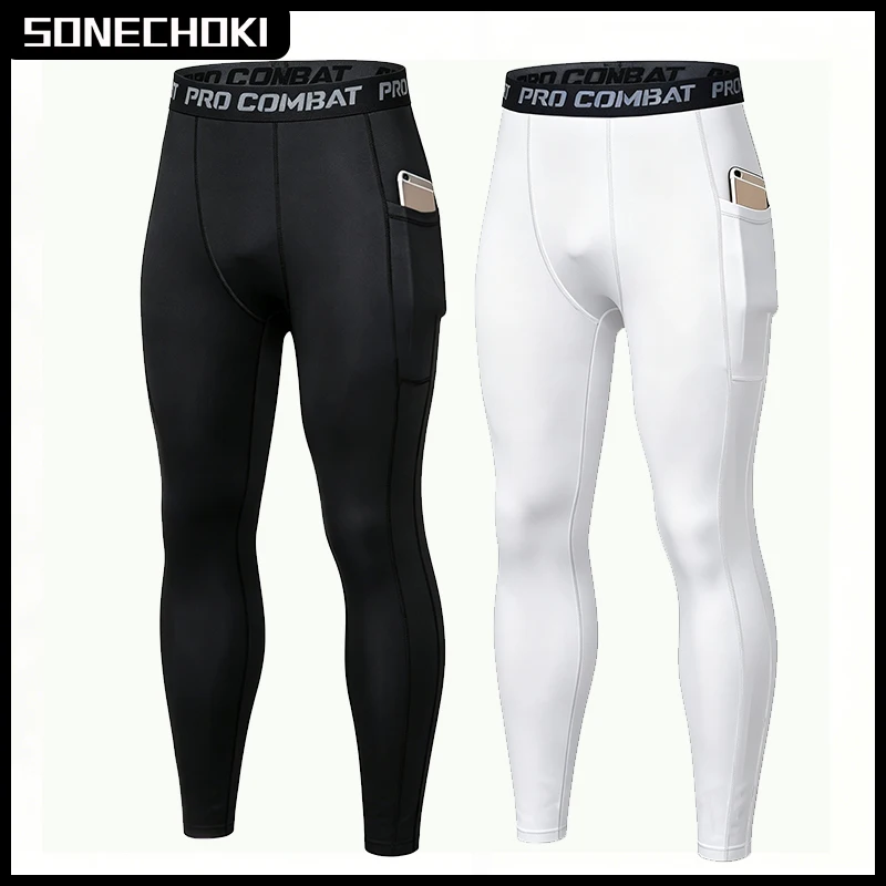 Profession Compression Pant Men Training Gym Leggings with Pockets Running Tights Fitness Basketball Jogging Workout Trouser