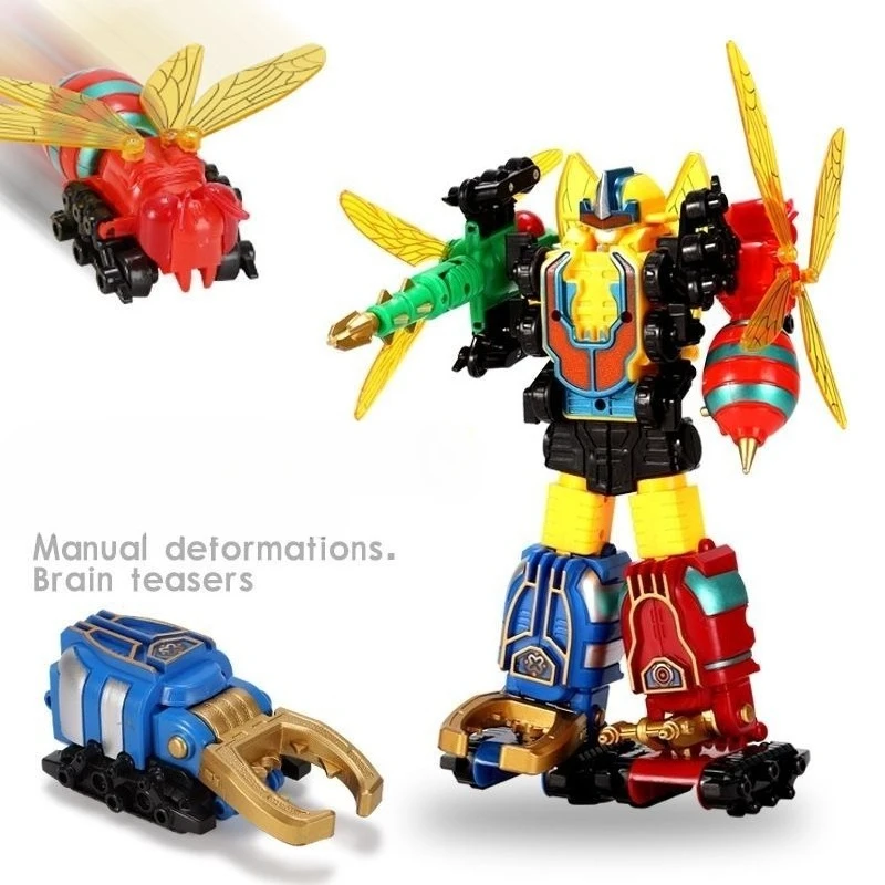 التحول الجديد 5 في 1 مزيج الحشرات البلاستيكية نموذج اللعب أنيمي عمل الشكل روبوت اللعب البلاستيكية أفضل هدية طفل رضيع #2