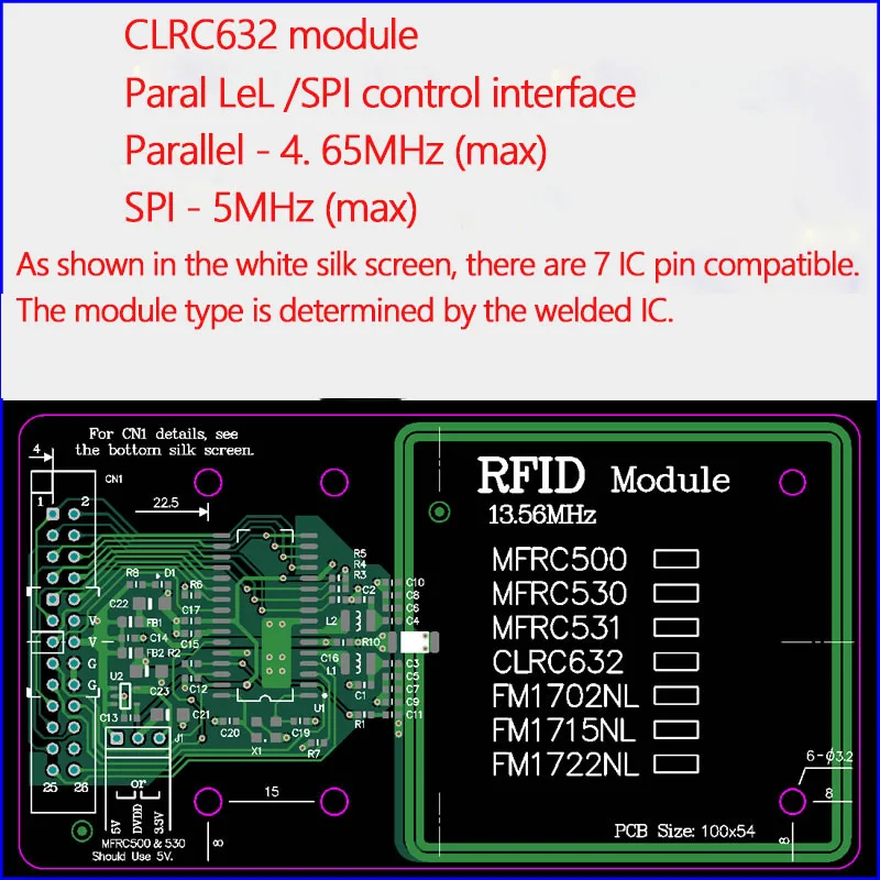 CLRC632 Module RFID Read/Write Module 5V or 3.3V Development Board