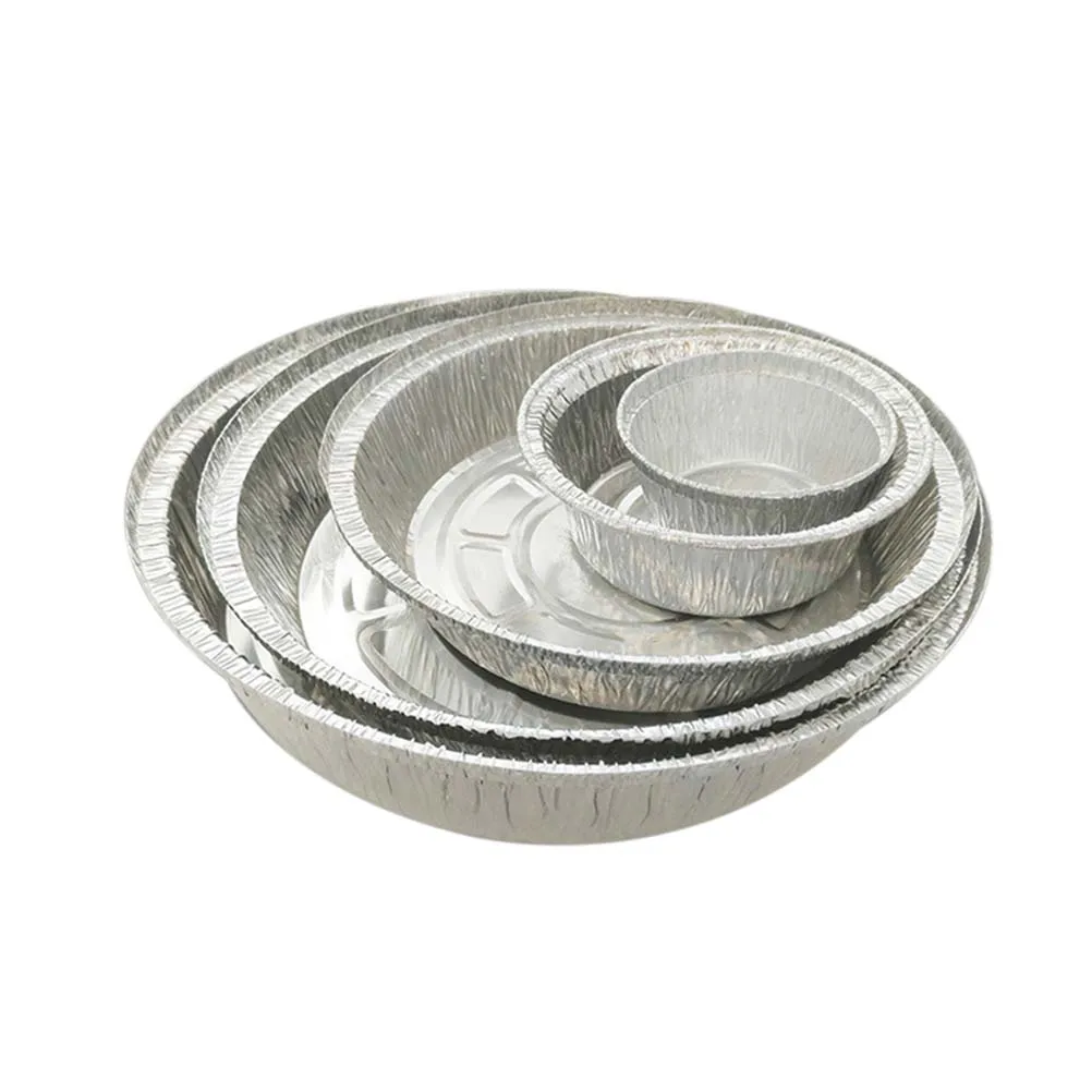 

20 Pcs Tin Foil Bowls Aluminum Trays Disposable Baking Pans Stackable Bottom Pie BBQ Containers Oven Safe Food Grade