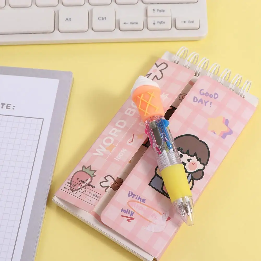 Funny Hamburger Cartoon 4-Color Pen Fries Cola Colorful Ink Gel Pen Cute Ice Cream Multicolored Pen School Office