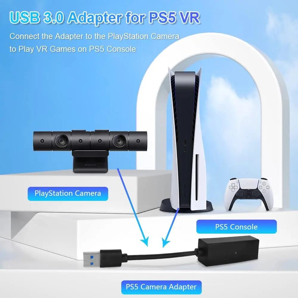 محول كاميرا PS VR Mini للعب PS VR على محول كابل محول PS5، PS4 PSVR إلى PS5
