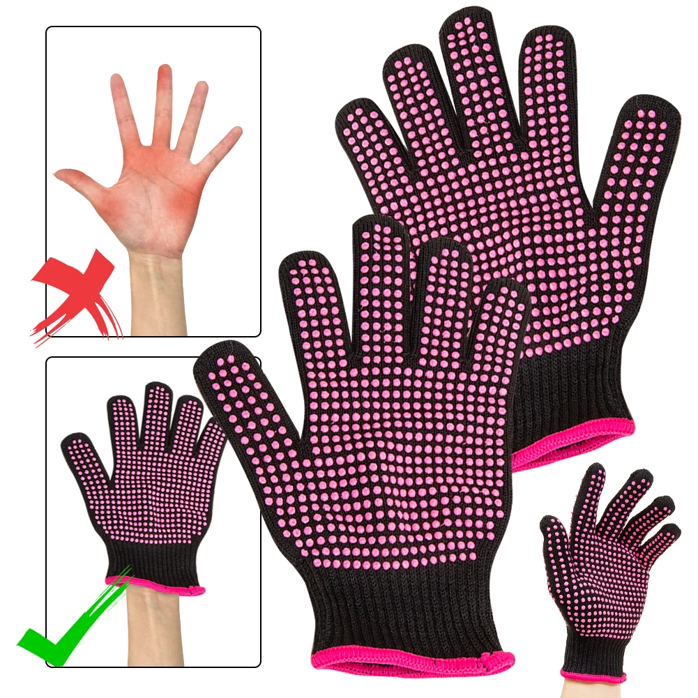 

Термостойкие перчатки для парикмахеров с силиконовыми вставками, противоскользящие, для укладки волос, для плойки и утюжка