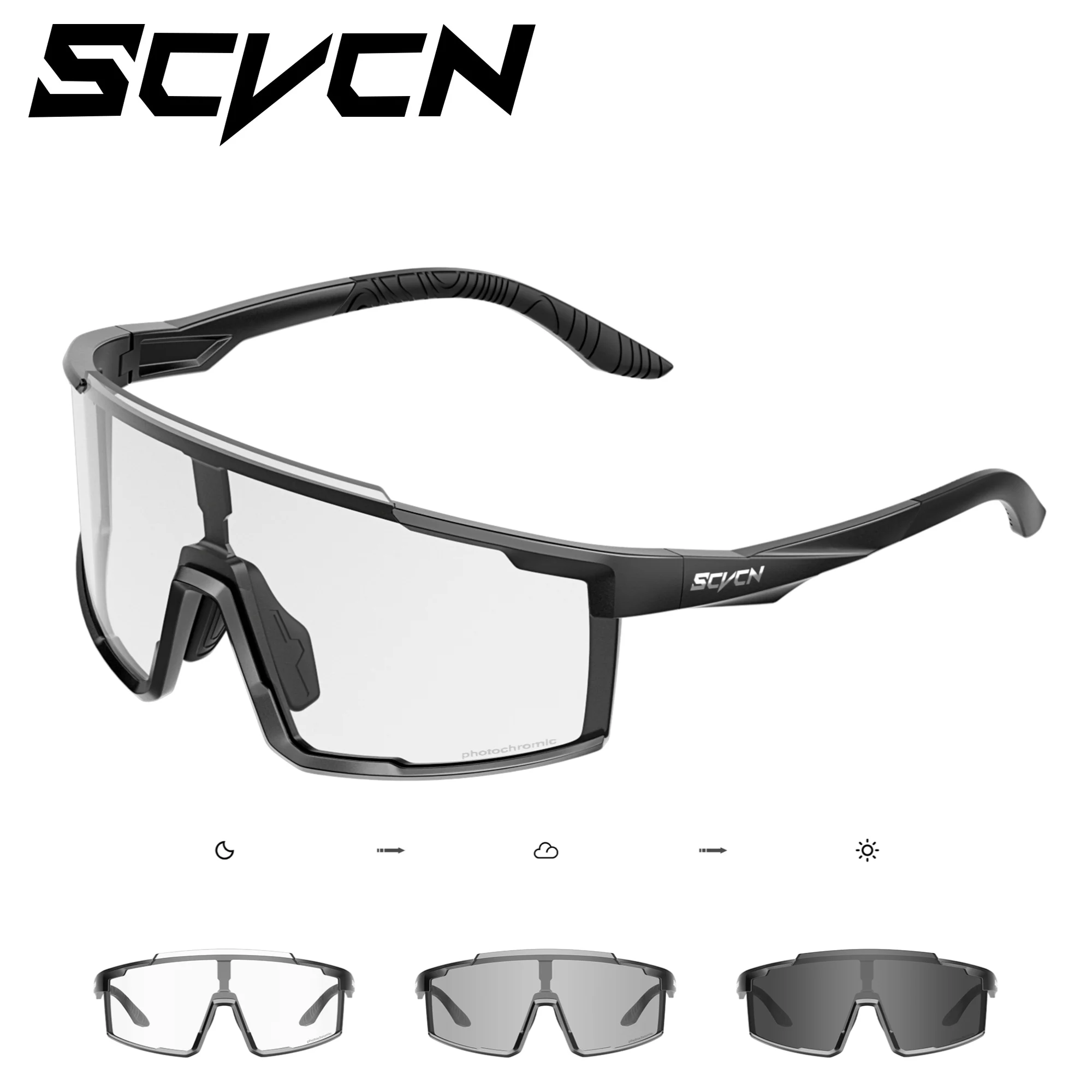 SCVCN Photochrome Sonnenbrille Sportbrille Radfahren Fahrradbrille MTB Bike Goggles Zubehör UV400 Outdoor-Brillen Herren