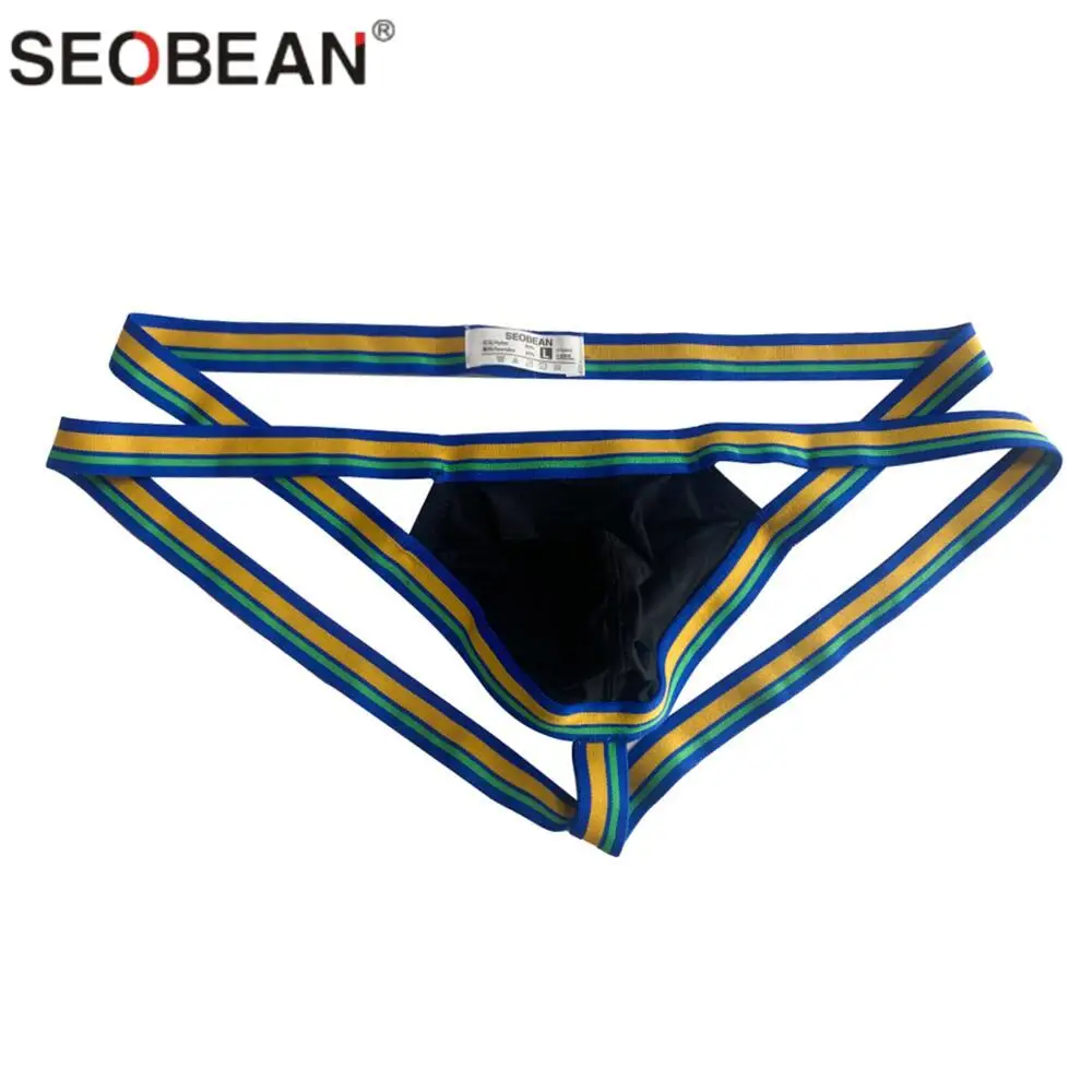 SEOBEAN Brand Men\'s Sexy Briefs Nylon Men Underwear Briefs Soft Comfortable Exposed Buttocks Jockstrap Gay Male Panties